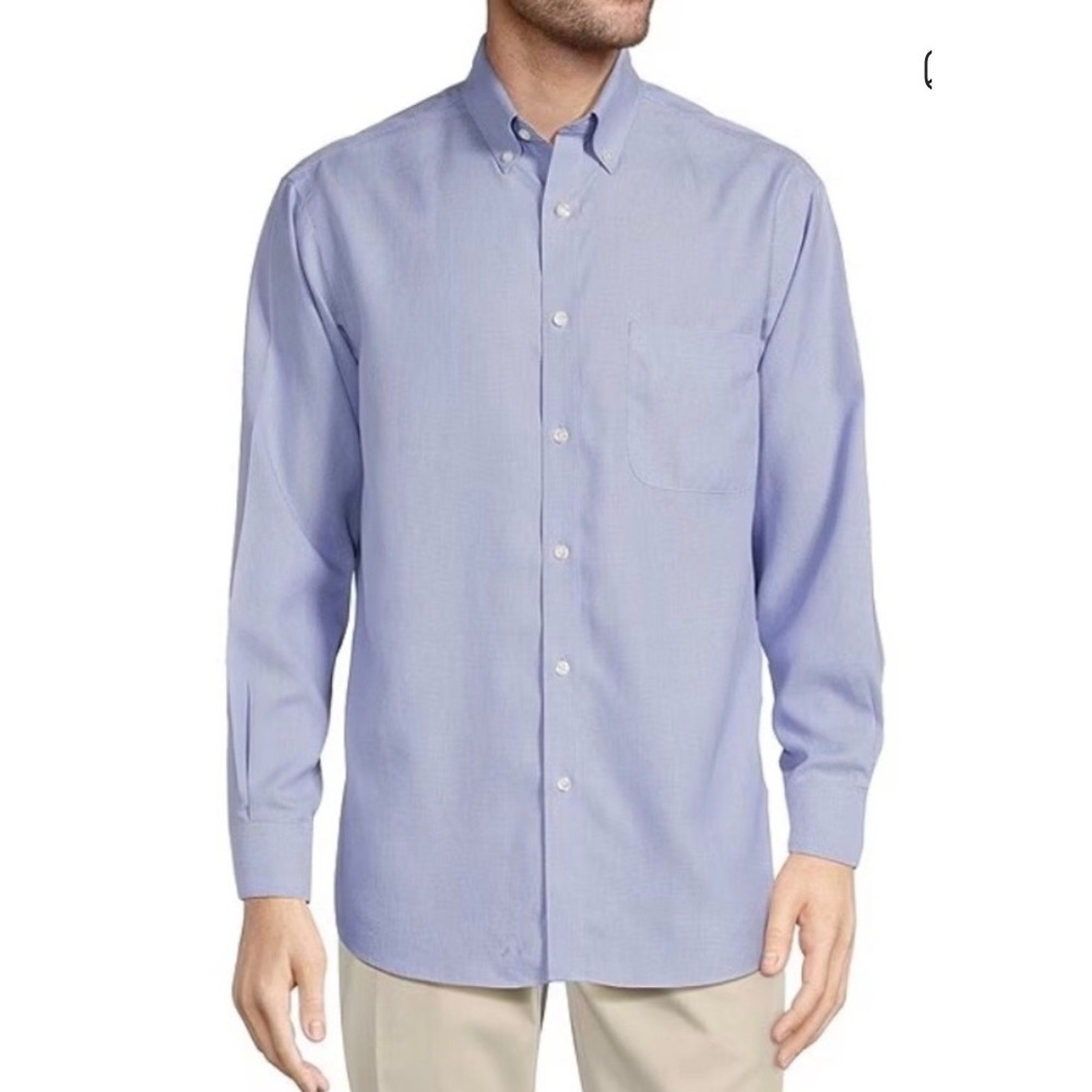 Roundtree & Yorke Gold Label Mens 19 34/35 Big Blue Non-Iron Cotton Poplin Shirt